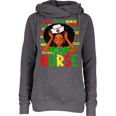 Black Women Nurse Afro Retro Juneteenth Black Month History Womens Funnel Neck Pullover Hood