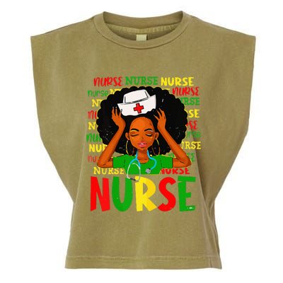 Black Women Nurse Afro Retro Juneteenth Black Month History Garment-Dyed Women's Muscle Tee