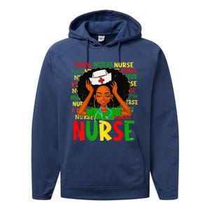 Black Women Nurse Afro Retro Juneteenth Black Month History Performance Fleece Hoodie