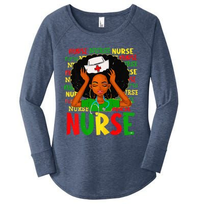 Black Women Nurse Afro Retro Juneteenth Black Month History Women's Perfect Tri Tunic Long Sleeve Shirt