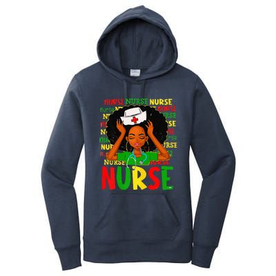 Black Women Nurse Afro Retro Juneteenth Black Month History Women's Pullover Hoodie