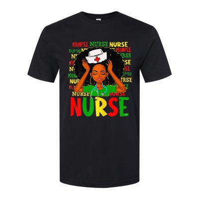 Black Women Nurse Afro Retro Juneteenth Black Month History Softstyle CVC T-Shirt