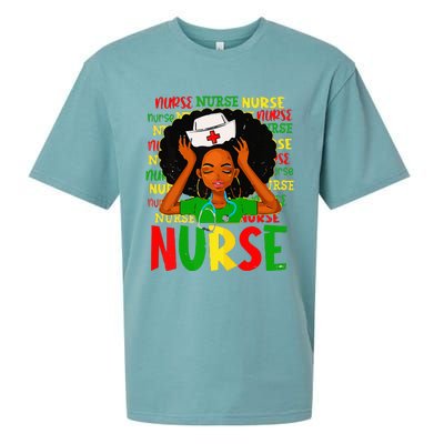 Black Women Nurse Afro Retro Juneteenth Black Month History Sueded Cloud Jersey T-Shirt