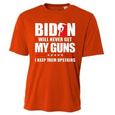 Biden Will Never Get My Guns I Keep Them Upstairs Cooling Performance Crew T-Shirt