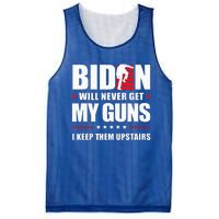 Biden Will Never Get My Guns I Keep Them Upstairs Mesh Reversible Basketball Jersey Tank