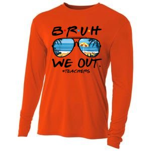 Bruh We Out Teachers End Of School Year Teacher Hello Summer Gift Cooling Performance Long Sleeve Crew