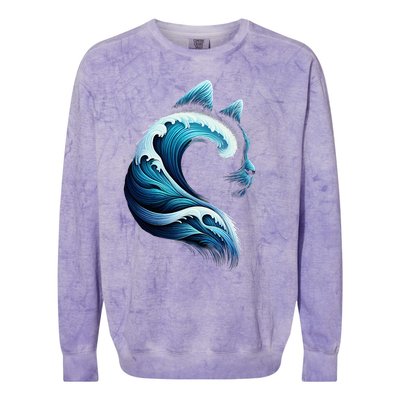 Blue Wave Of Cat Ladies Blue Cats Wave For Kamala Colorblast Crewneck Sweatshirt