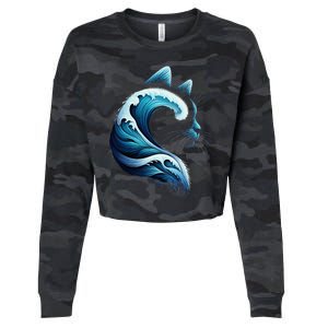 Blue Wave Of Cat Ladies Blue Cats Wave For Kamala Cropped Pullover Crew