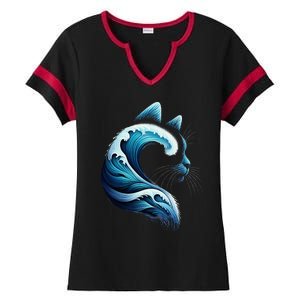 Blue Wave Of Cat Ladies Blue Cats Wave For Kamala Ladies Halftime Notch Neck Tee