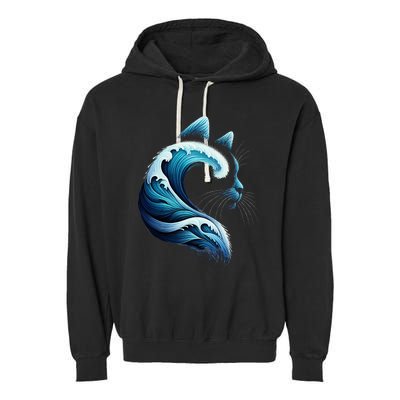 Blue Wave Of Cat Ladies Blue Cats Wave For Kamala Garment-Dyed Fleece Hoodie