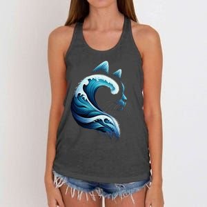 Blue Wave Of Cat Ladies Blue Cats Wave For Kamala Women's Knotted Racerback Tank