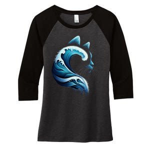 Blue Wave Of Cat Ladies Blue Cats Wave For Kamala Women's Tri-Blend 3/4-Sleeve Raglan Shirt