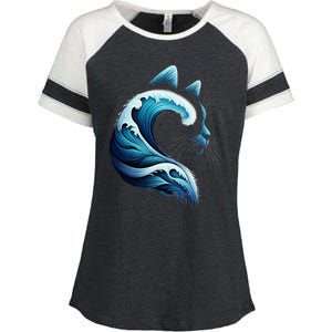 Blue Wave Of Cat Ladies Blue Cats Wave For Kamala Enza Ladies Jersey Colorblock Tee