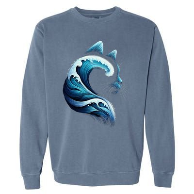 Blue Wave Of Cat Ladies Blue Cats Wave For Kamala Garment-Dyed Sweatshirt