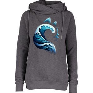 Blue Wave Of Cat Ladies Blue Cats Wave For Kamala Womens Funnel Neck Pullover Hood