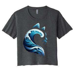 Blue Wave Of Cat Ladies Blue Cats Wave For Kamala Women's Crop Top Tee