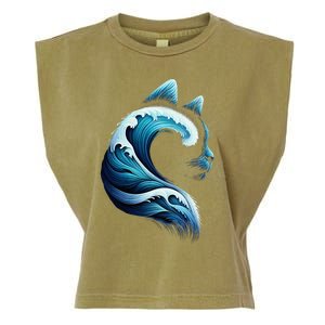 Blue Wave Of Cat Ladies Blue Cats Wave For Kamala Garment-Dyed Women's Muscle Tee