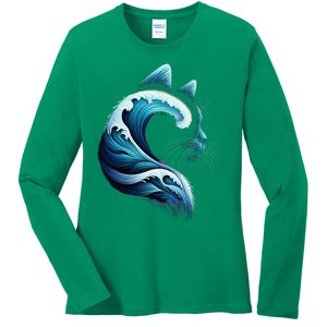 Blue Wave Of Cat Ladies Blue Cats Wave For Kamala Ladies Long Sleeve Shirt