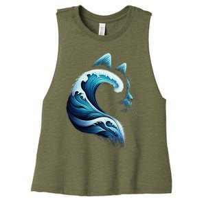 Blue Wave Of Cat Ladies Blue Cats Wave For Kamala Women's Racerback Cropped Tank