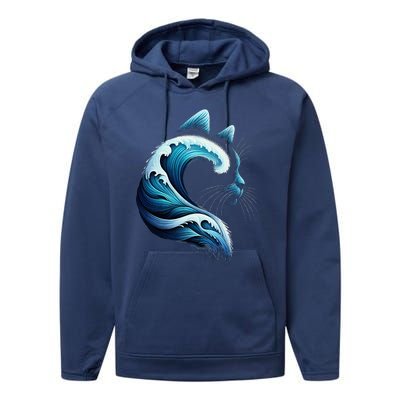 Blue Wave Of Cat Ladies Blue Cats Wave For Kamala Performance Fleece Hoodie