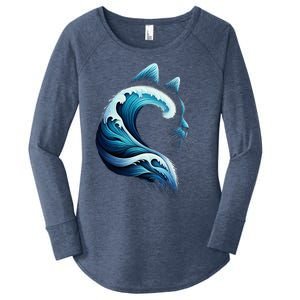 Blue Wave Of Cat Ladies Blue Cats Wave For Kamala Women's Perfect Tri Tunic Long Sleeve Shirt