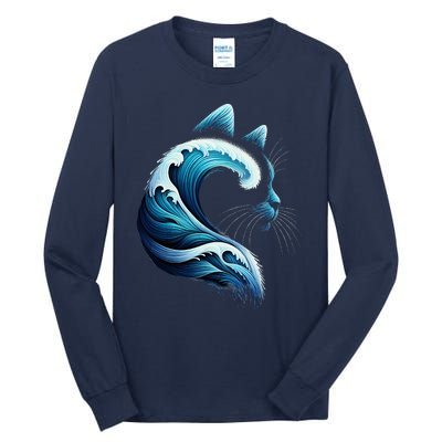 Blue Wave Of Cat Ladies Blue Cats Wave For Kamala Tall Long Sleeve T-Shirt