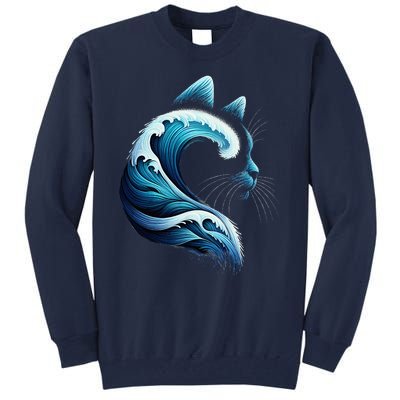 Blue Wave Of Cat Ladies Blue Cats Wave For Kamala Tall Sweatshirt