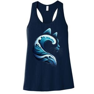 Blue Wave Of Cat Ladies Blue Cats Wave For Kamala Women's Racerback Tank