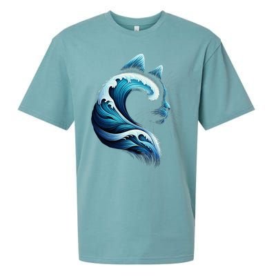 Blue Wave Of Cat Ladies Blue Cats Wave For Kamala Sueded Cloud Jersey T-Shirt