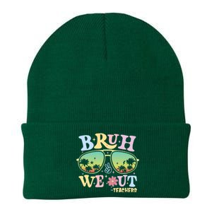 Bruh We Out Teachers Groovy Retro Happy Last Day Of School Knit Cap Winter Beanie