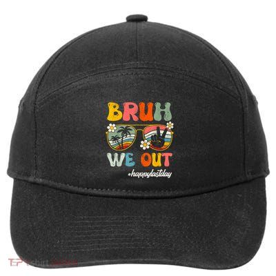 Bruh We Out Teachers Groovy Retro Happy Last Day Of School 7-Panel Snapback Hat