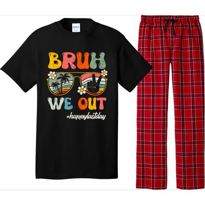 Bruh We Out Teachers Groovy Retro Happy Last Day Of School Pajama Set