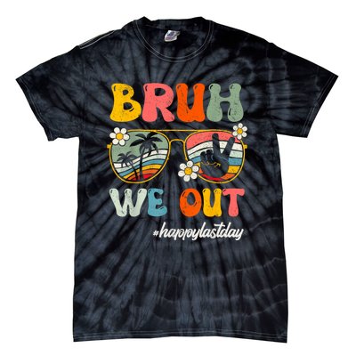 Bruh We Out Teachers Groovy Retro Happy Last Day Of School Tie-Dye T-Shirt