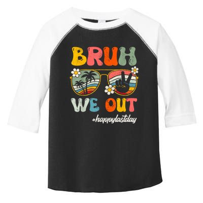 Bruh We Out Teachers Groovy Retro Happy Last Day Of School Toddler Fine Jersey T-Shirt