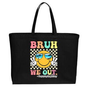 Bruh We Out Teachers Groovy Retro Happy Last Day Of School Cotton Canvas Jumbo Tote