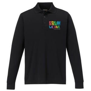 Bruh We Out Teachers Student Happy Last Day Of School Summer Performance Long Sleeve Polo