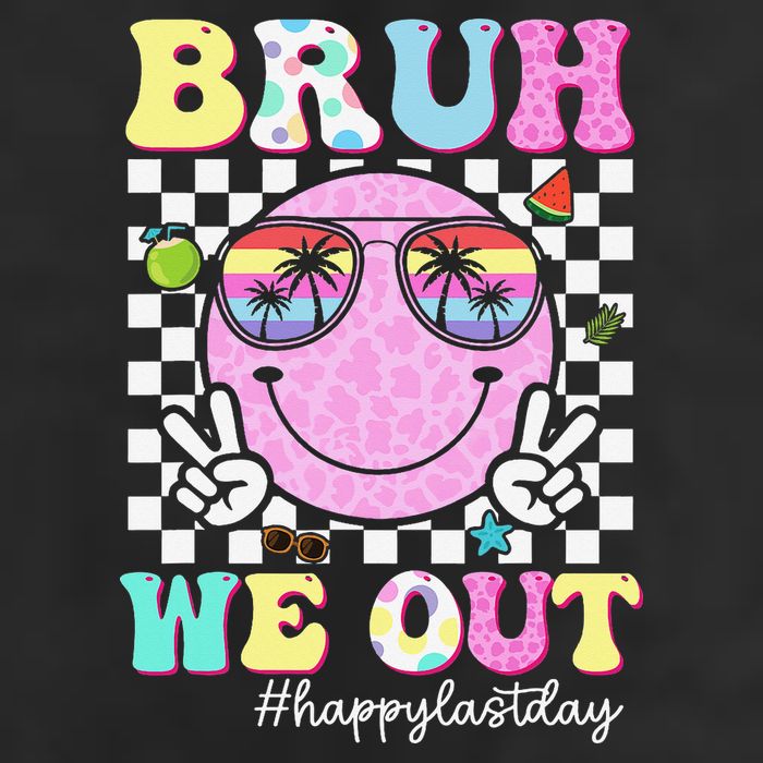 Bruh We Out Happy Last Day Of School Teacher Girl Summer 7 Panel Mesh Trucker Snapback Hat