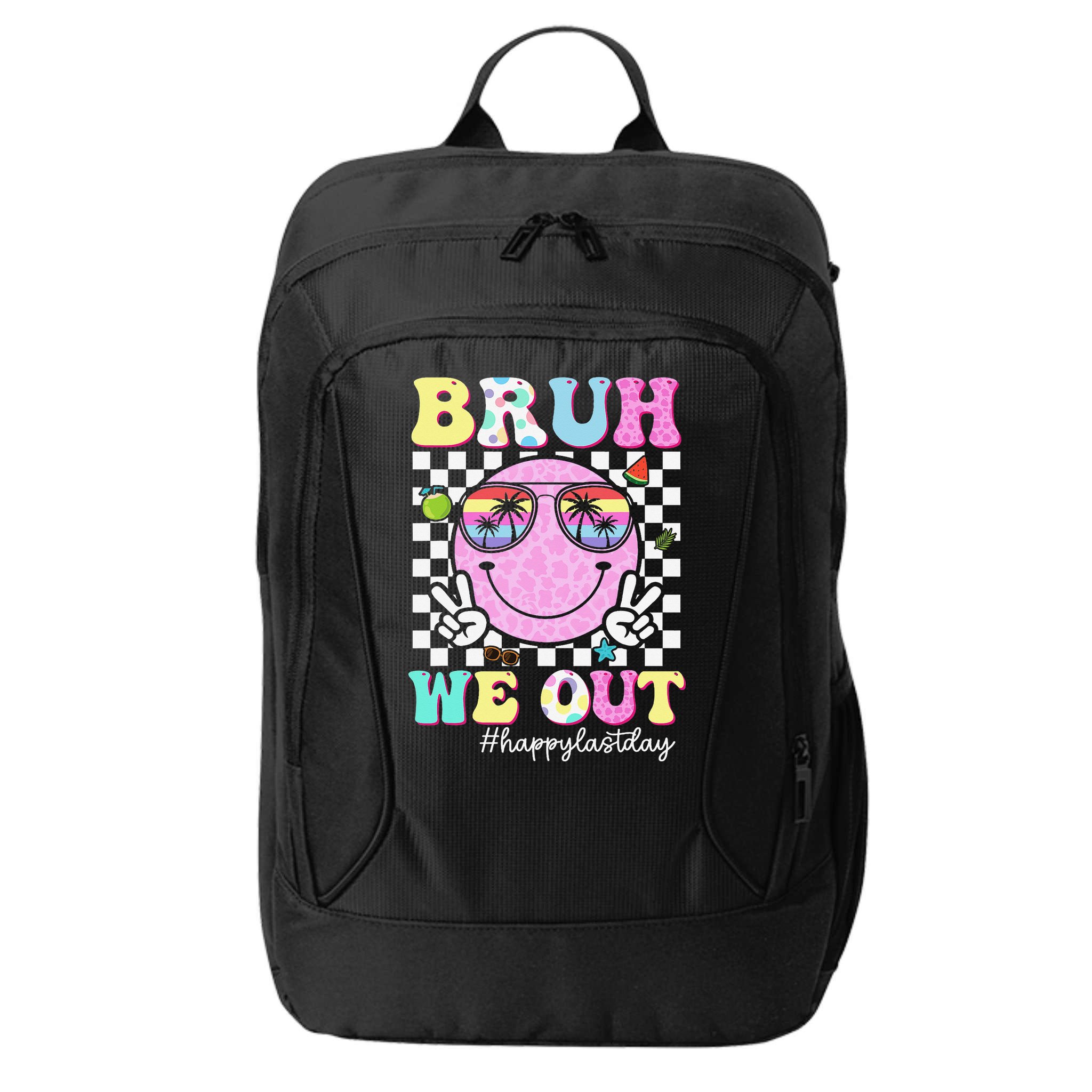 Bruh We Out Happy Last Day Of School Teacher Girl Summer City Backpack