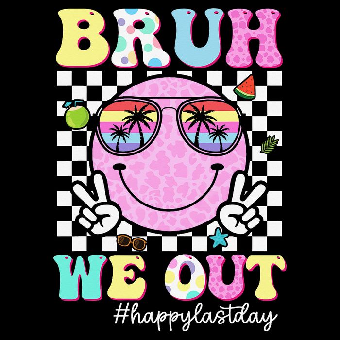 Bruh We Out Happy Last Day Of School Teacher Girl Summer Flat Bill Trucker Hat