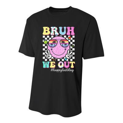 Bruh We Out Happy Last Day Of School Teacher Girl Summer Youth Performance Sprint T-Shirt