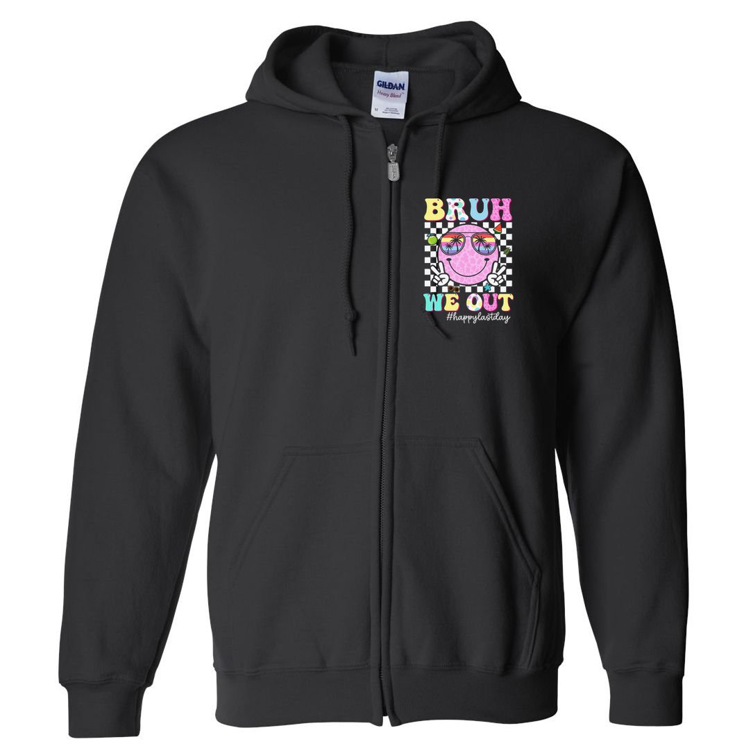 Bruh We Out Happy Last Day Of School Teacher Girl Summer Full Zip Hoodie