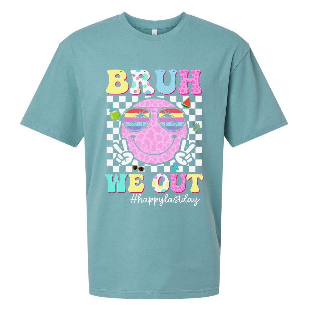 Bruh We Out Happy Last Day Of School Teacher Girl Summer Sueded Cloud Jersey T-Shirt