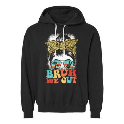 Bruh We Out Coquette Bow Happy Last Day Of School Summer Garment-Dyed Fleece Hoodie