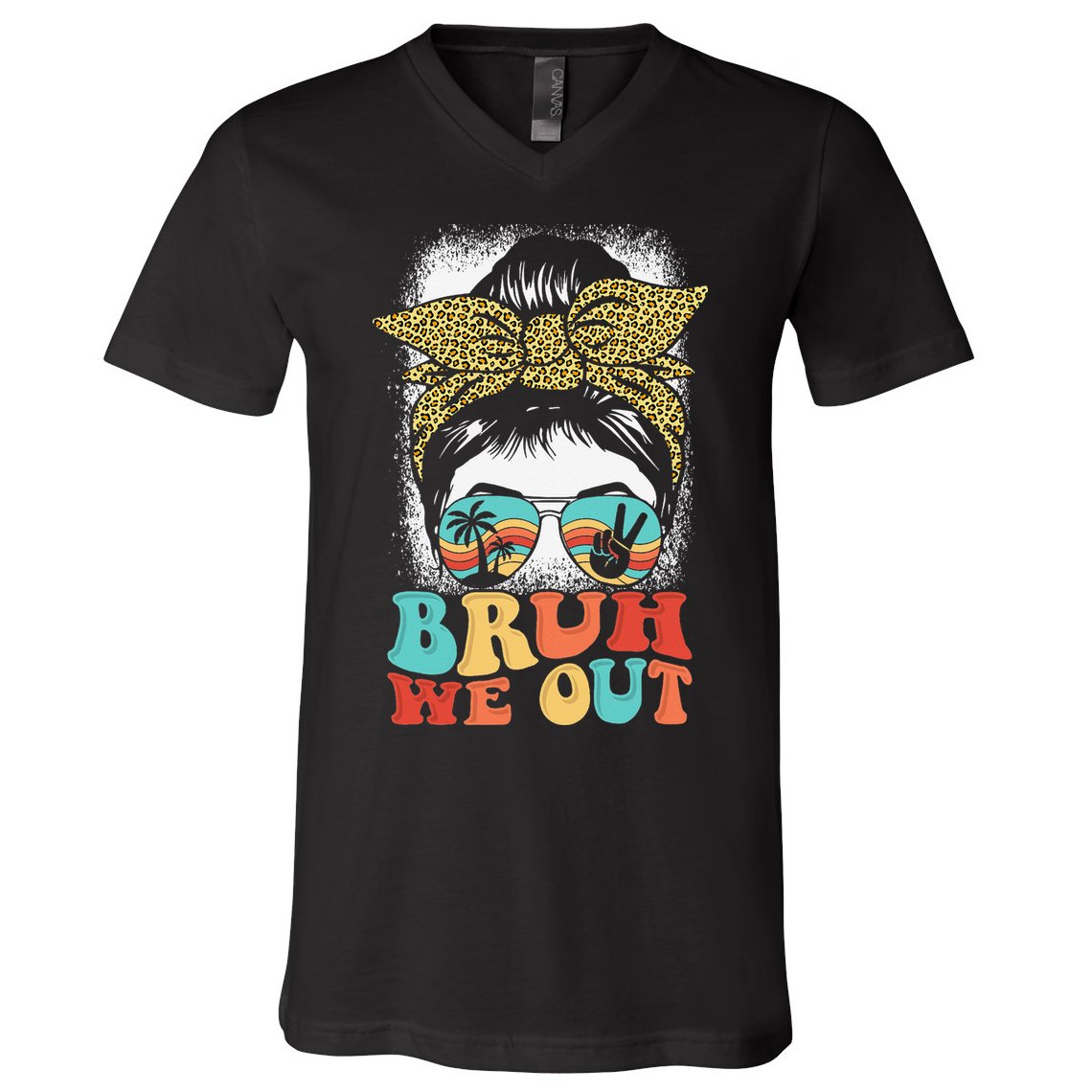 Bruh We Out Coquette Bow Happy Last Day Of School Summer V-Neck T-Shirt