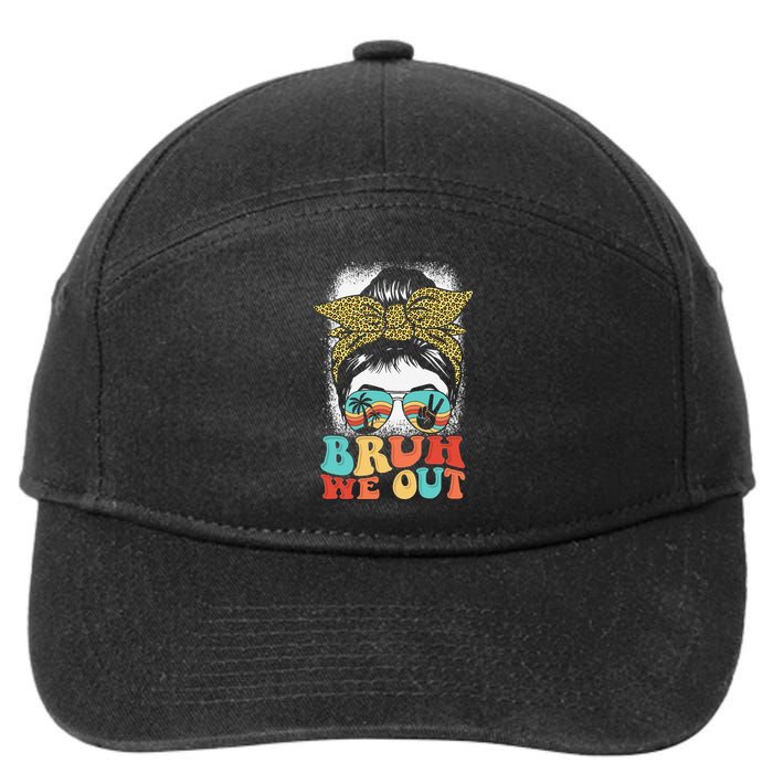 Bruh We Out Coquette Bow Happy Last Day Of School Summer 7-Panel Snapback Hat