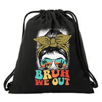 Bruh We Out Coquette Bow Happy Last Day Of School Summer Drawstring Bag