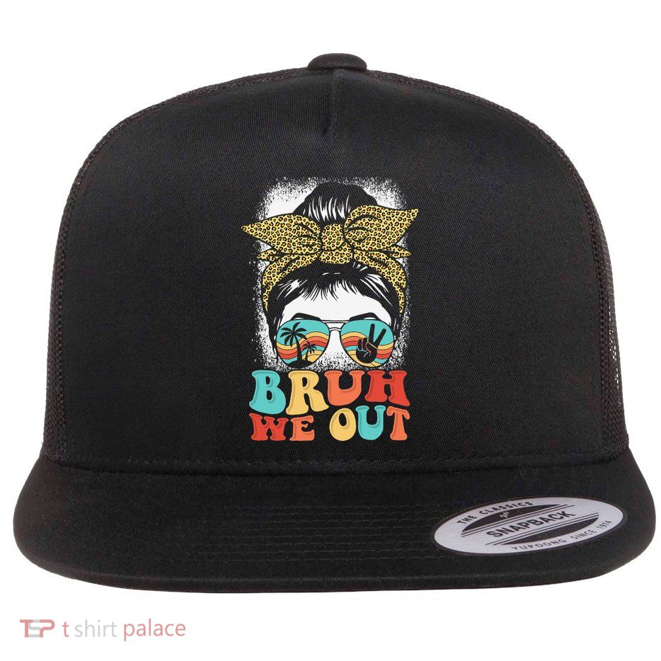 Bruh We Out Coquette Bow Happy Last Day Of School Summer Flatbill Hat