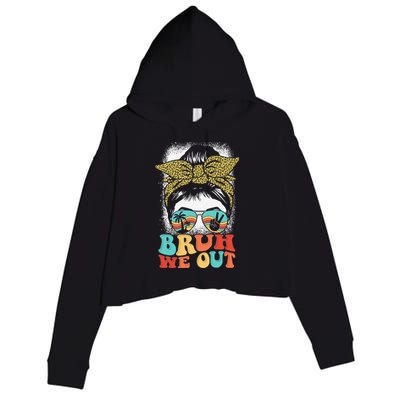 Bruh We Out Coquette Bow Happy Last Day Of School Summer Crop Fleece Hoodie