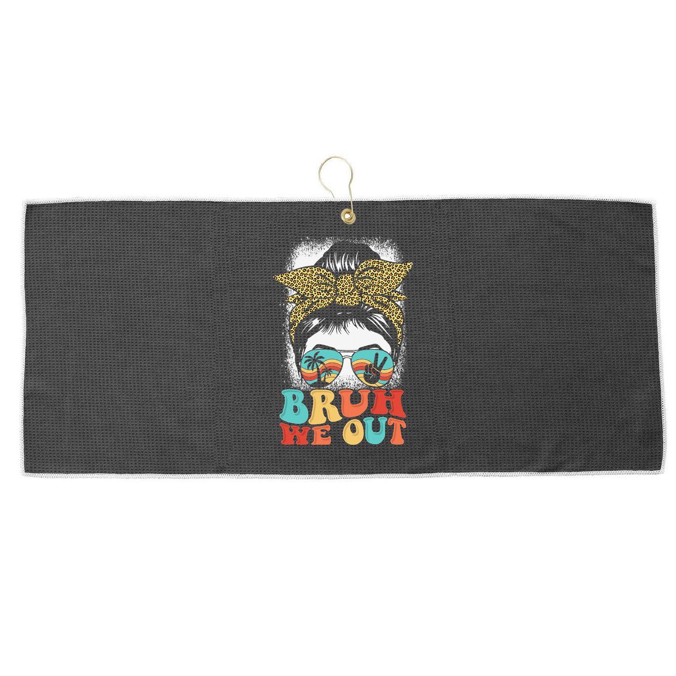Bruh We Out Coquette Bow Happy Last Day Of School Summer Large Microfiber Waffle Golf Towel