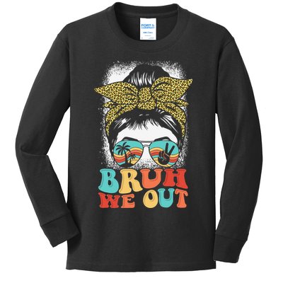 Bruh We Out Coquette Bow Happy Last Day Of School Summer Kids Long Sleeve Shirt